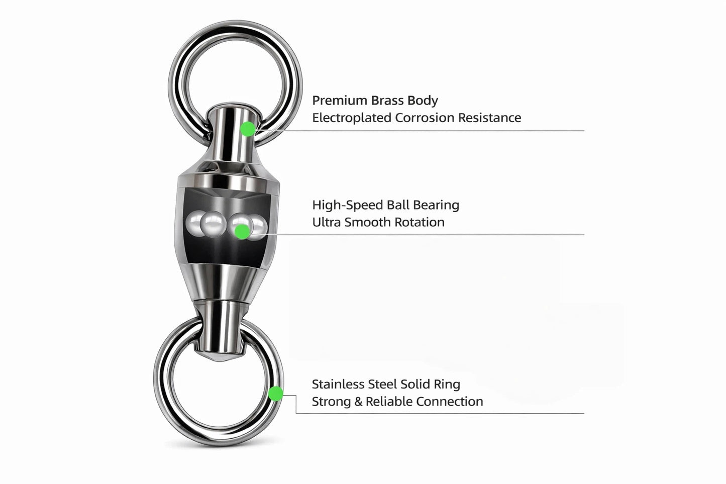 High Duty Ball Bearing Swivel – Stainless Steel Saltwater Fishing Swivels (25 Pack)