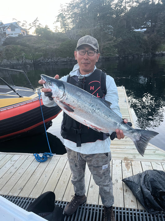 Salmon shore fishing on Vancouver Island, BC