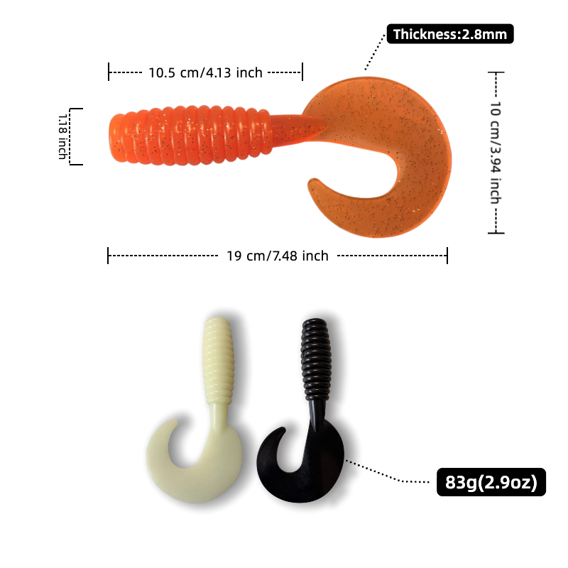 3 Pack Large Size Curly Tail Grub