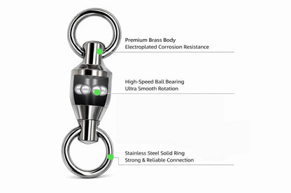 High Duty Saltwater Ball Bearing Snap Swivel – Heavy Duty 145LB (Size #6) – 25 Pack